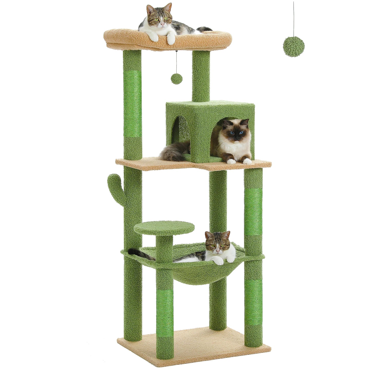 Cat Tree for Indoor Cats Multi-Level Cat Tower with Large Hammock Sisal Covered Scratching Posts Cozy Condo and Top Perch Pink