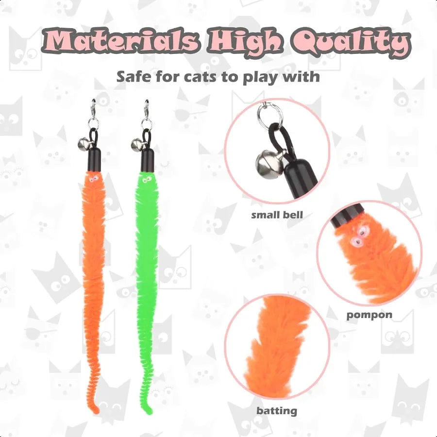 Cat Feather Toys Interactive Cat Toy for Indoor Cats Cat Wand Toys with 2 Suction Cup and 3 Wands 3 in 1 Cat Toys for Bored Cat