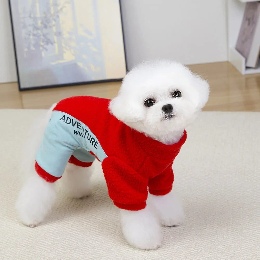 Fashion Dog Sweater for Small Dogs Winter Pet Clothes Warm Fleece Puppy Pajamas Jumpsuit Doggies Outfits for Yorkie Cats Apparel