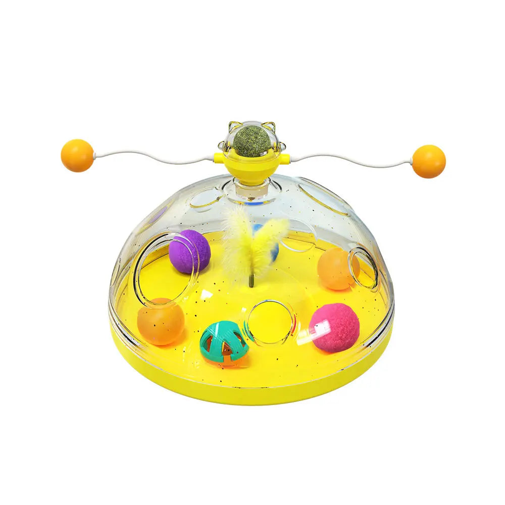 Indoor Multi-Function Cat Toy Track Ball Feather Interactive Catnip Toys for Kittens Turntable Cat Puzzle Toy Funny Interactive