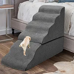 Dog Stairs for High Beds 30-36 inches Tall, 6-Step Pet Stairs/Steps for Small Large Dogs, 30D Foam Pet Dog Steps for Bed 32-36 i