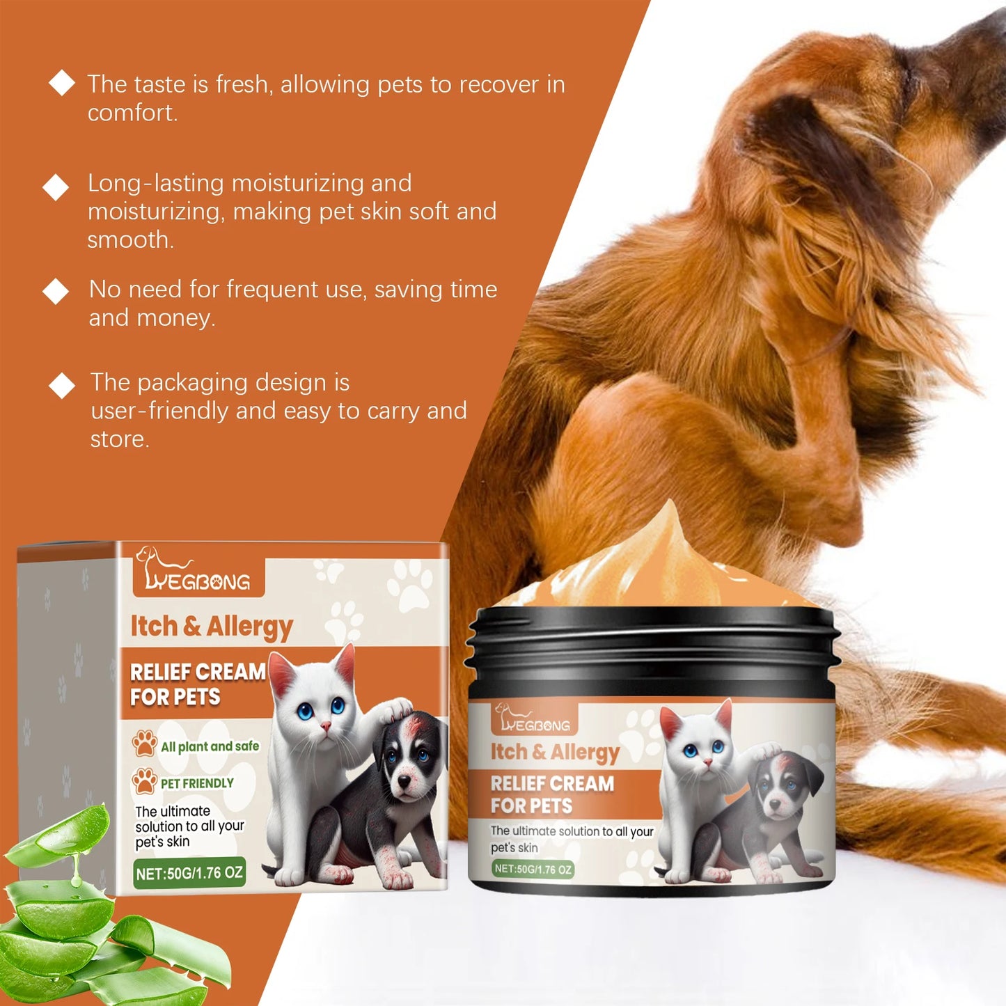 Yegbong Pet Relief Itching Cream Gentle Nourishing Protece Pet Skin Reduce Discomfort Quick Absorbed Pet Soothing Itching Cream