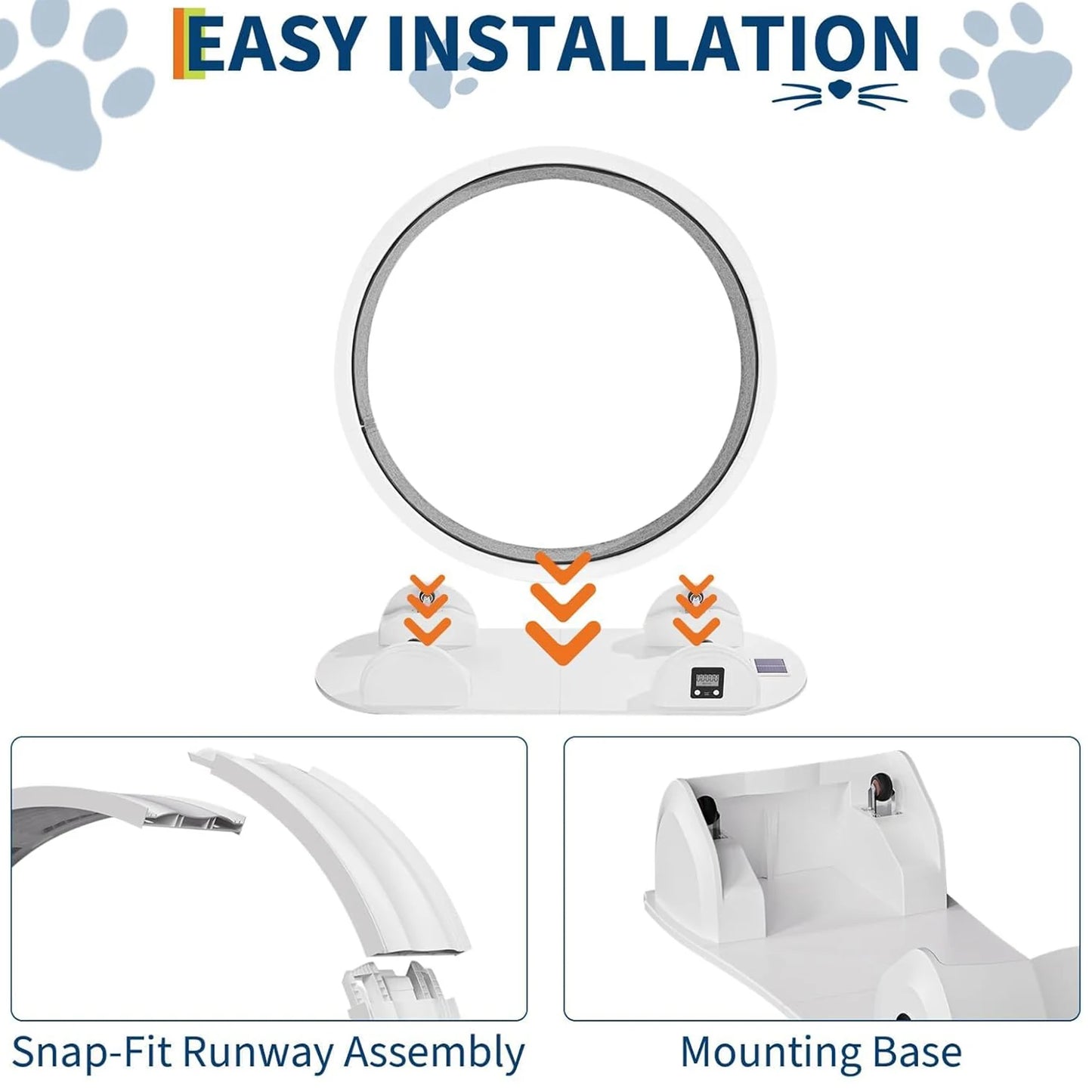 Cat Exercise Wheel for Indoor Cats, ABS Cat Wheel Exerciser Quiet Cats Treadmill with Pedometer, Small Animal Running Wheels