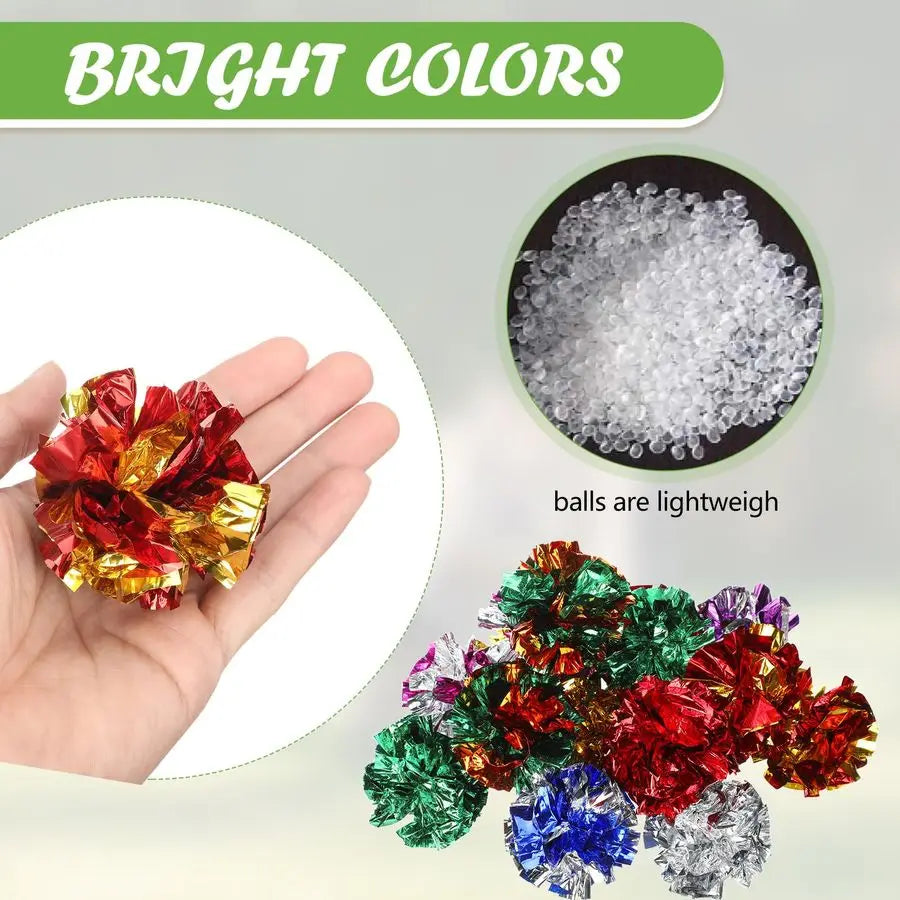 200 Pcs Polyester Film Crinkle Balls Cat Toys 2.36 Interactive Crinkle Ball, Colorful Balls Chew Toy for Cat Chase Ball Toys At