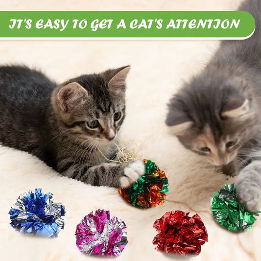 200 Pcs Polyester Film Crinkle Balls Cat Toys 2.36 Interactive Crinkle Ball, Colorful Balls Chew Toy for Cat Chase Ball Toys At