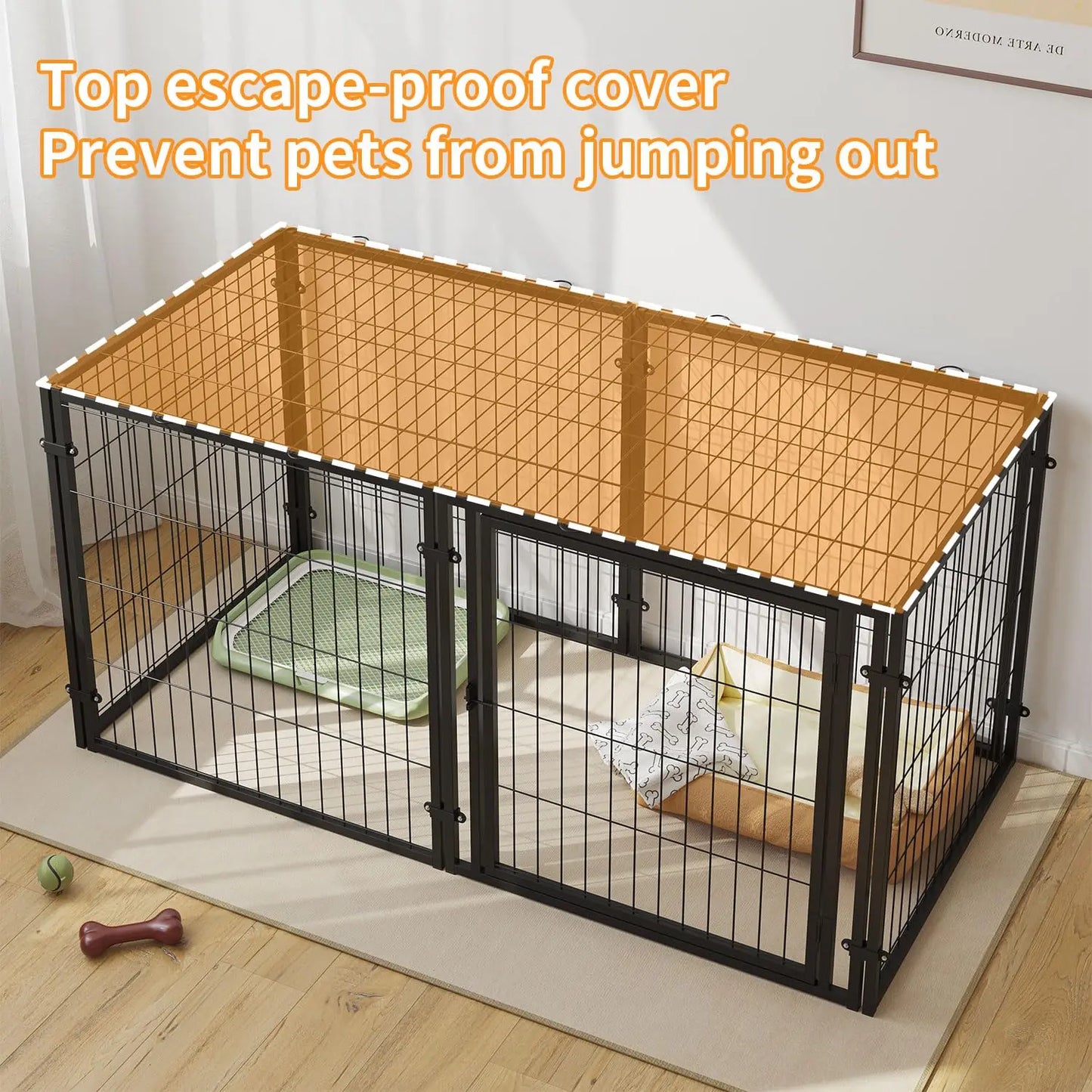 Heavy Duty Dog Crate for Large, Medium & Small Dogs, Indestructible Escape-Proof Dog Cage & Slide-Out Tray, Sturdy Metal Dog Ken
