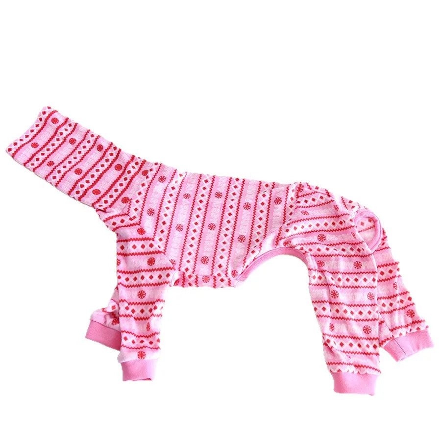 Multi Christmas High Collar Warm Full Cover 4 Legged Thing Dog Clothes Indoor Valentine's Day  Fleece Pajamas Sweatshirts