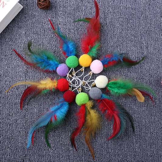 10Pcs Replacement Cat Feather Toys with Bell Cat Teaser Toy Cat Wand Toy Refills Interactive Cat Toys for Indoor Cats
