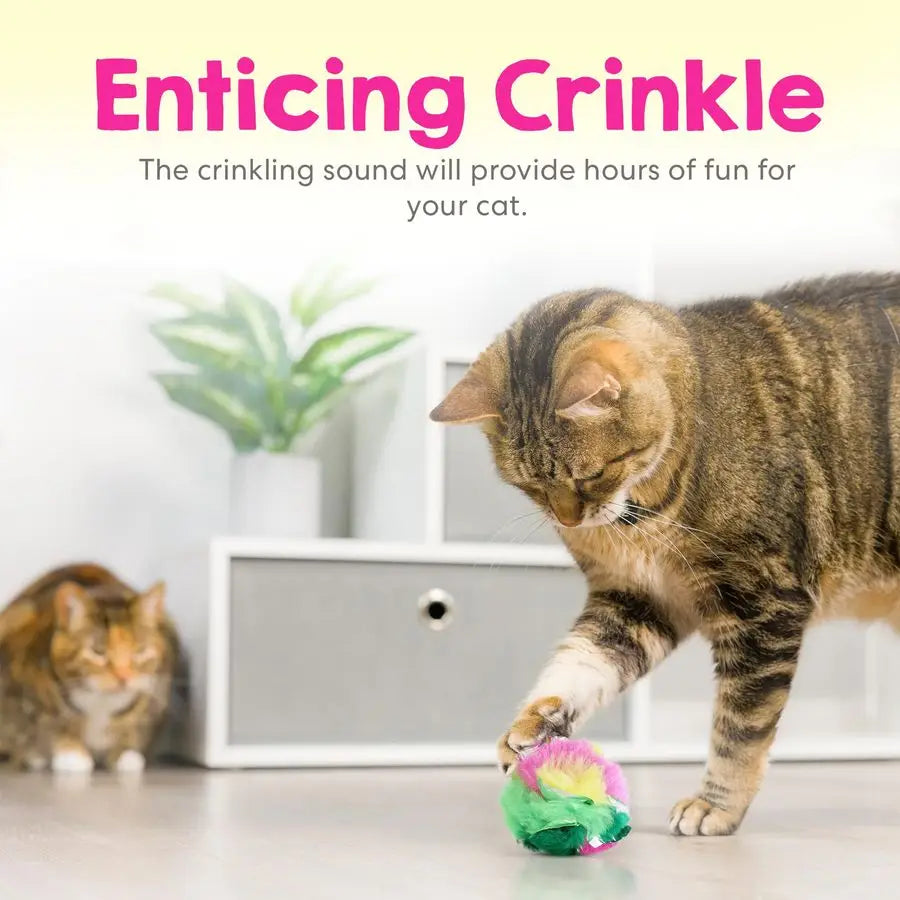 Cat Crinkle Balls 2.5 Inch 24 Pack Soft Lightweight Indoor Cat Toys with Durable Crinkle Build and Engaging Sound