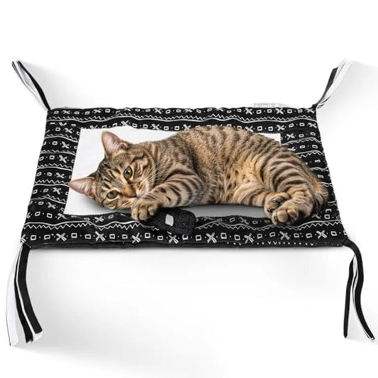 Reversible Crinkle Cat Mat with Mouse Toy Black Mudcloth Pattern Interactive Crinkle Play Mat for Cats 18 x 13 Ideal for Indoor
