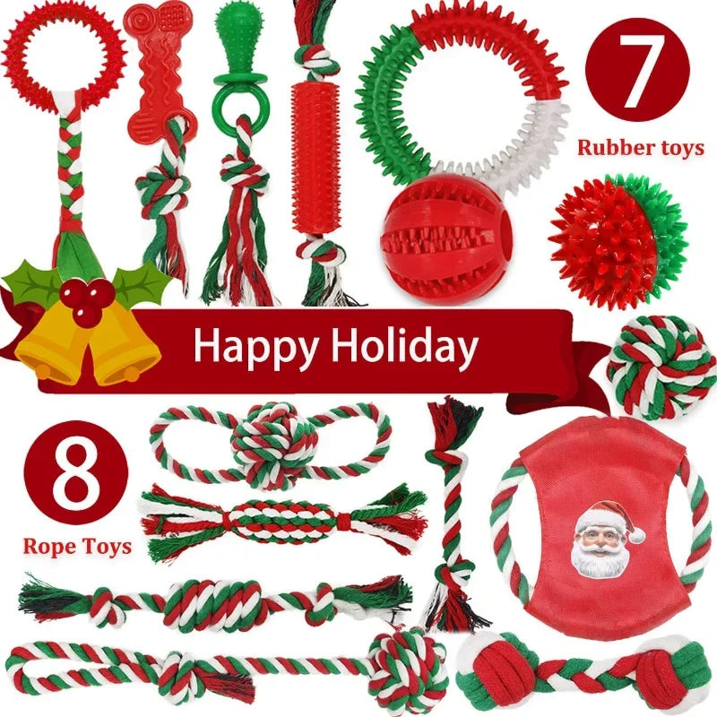 Dog Toys Bulk 15 Pack, Puppy Chew Toys for Teething Small Medium Puppies Including Variety Tough Rubber and Rope Toys