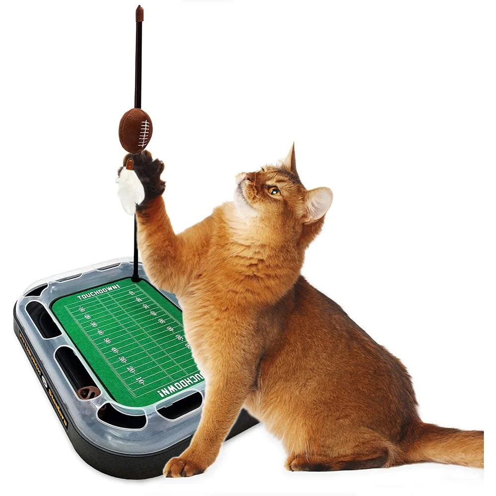 NFL Pittsburgh Steelers Cat Scratcher Toy with Catnip Rolling Ball Plush Feather Interactive Toy Cats Pet Entertainment