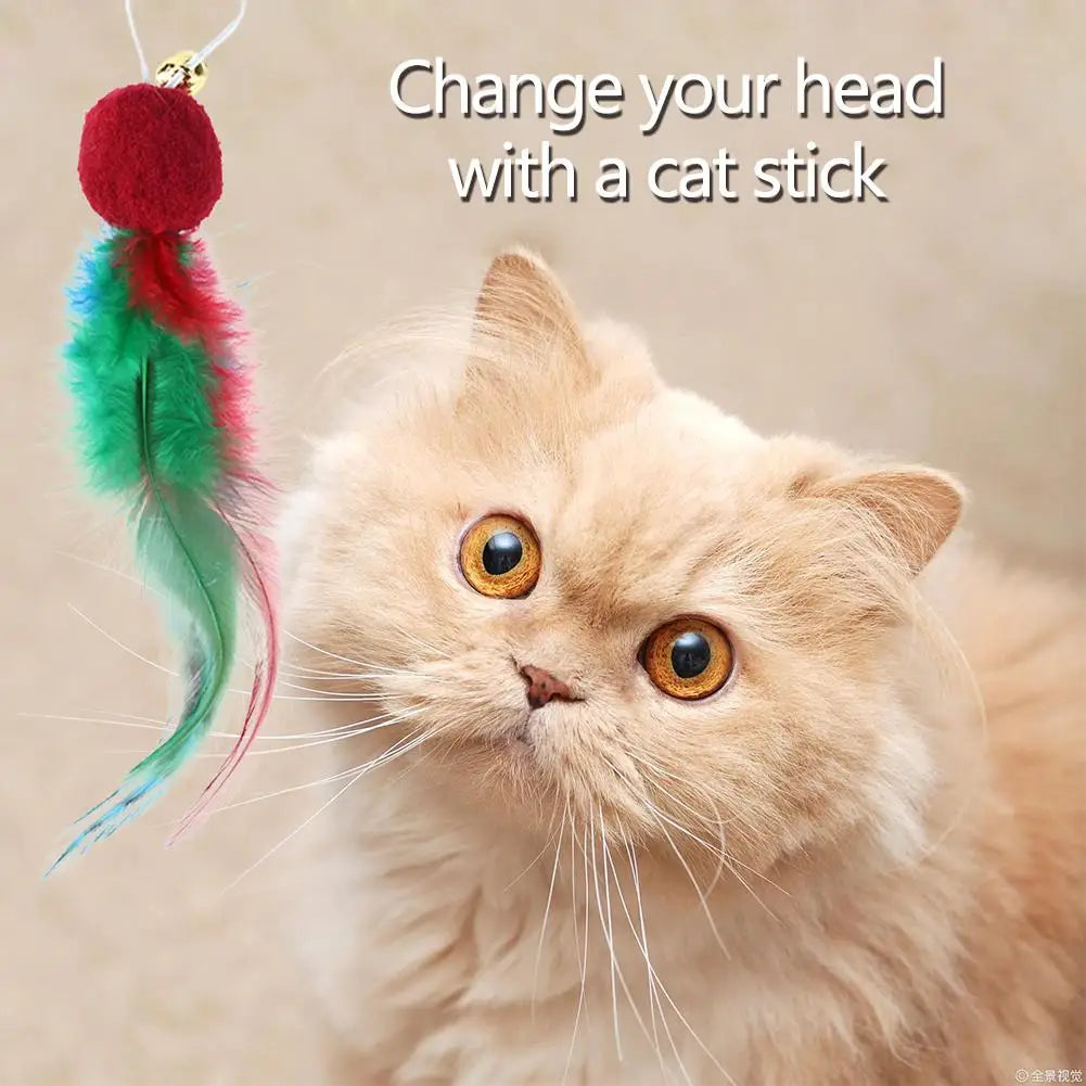 10Pcs Replacement Cat Feather Toys with Bell Cat Teaser Toy Cat Wand Toy Refills Interactive Cat Toys for Indoor Cats