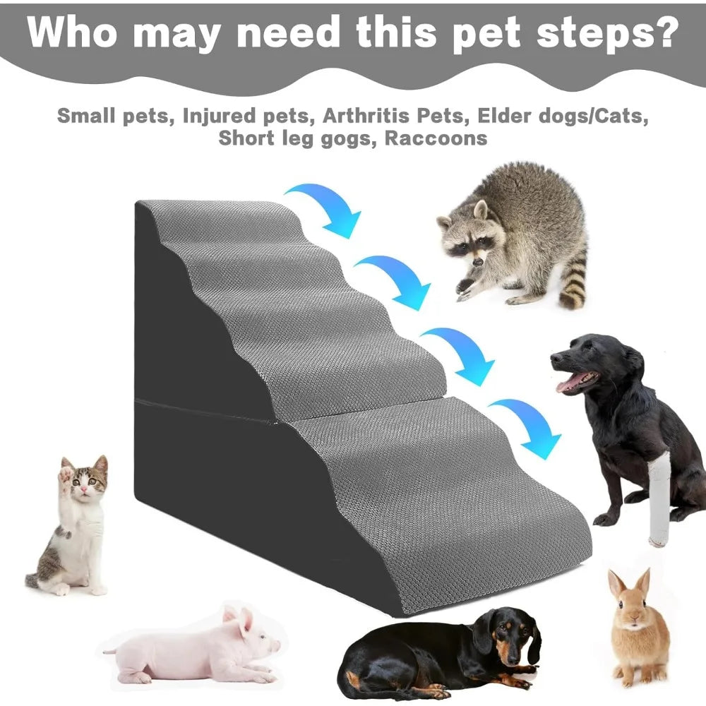 Dog Stairs for High Beds 30-36 inches Tall, 6-Step Pet Stairs/Steps for Small Large Dogs, 30D Foam Pet Dog Steps for Bed 32-36 i