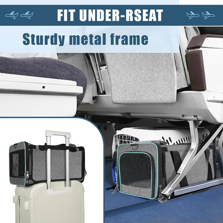 SoftSided Small Pet Air Travel Carry Bag for Cats and Tiny Dogs Up to 12lbs TSA Approved Cat Carrier for Alaska Airlines and So