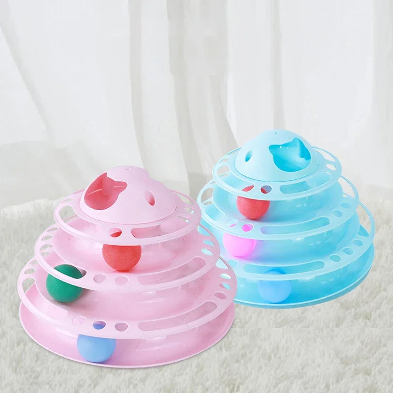 Interactive Cat Toy Tower with Rotating Balls, 3-Level Paw Track for Fun Kitten Play & Pet Supplies