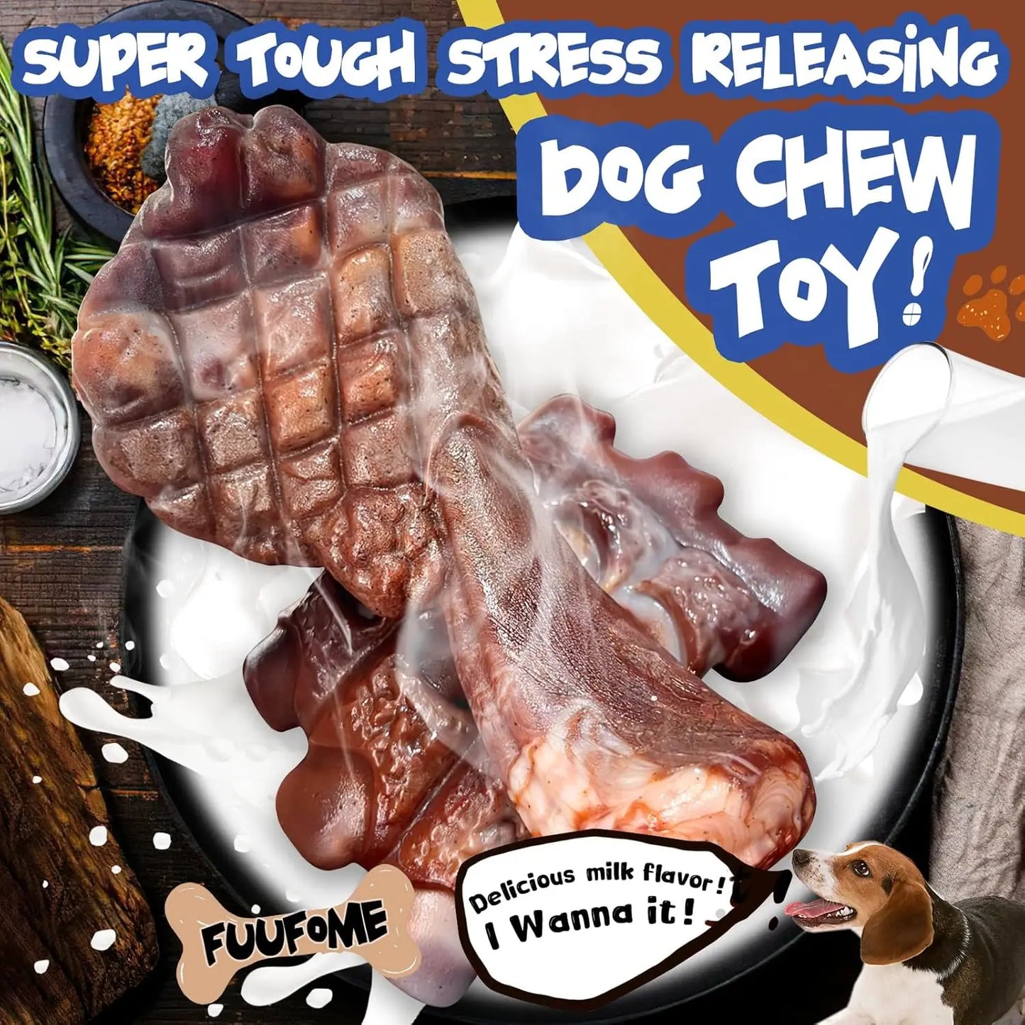 2-Pack Tough Nylon Dog Chew Toys: Indestructible for Aggressive Large Breed Chewers, Keeps Them Busy.