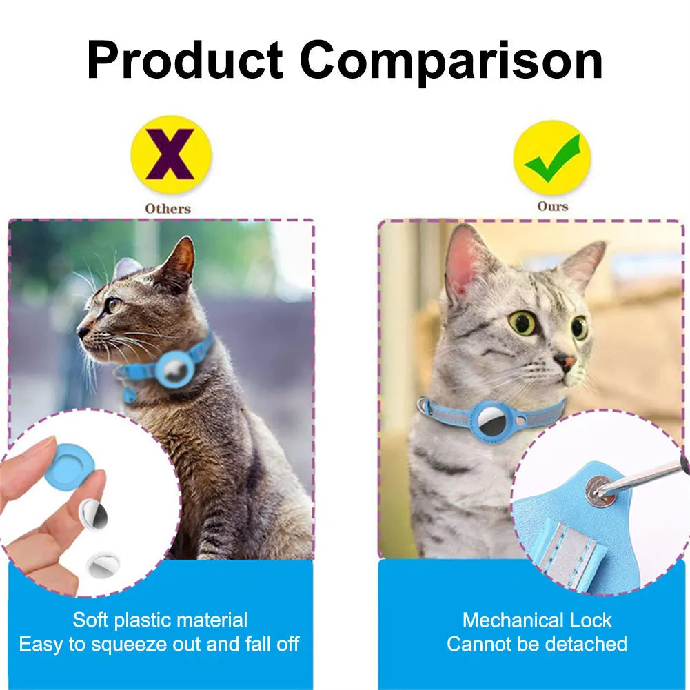 For Apple AirTag Cat Collar Reflective Pet Collar Safety Buckle Kitten Collar Adjustable for Cat Kitten