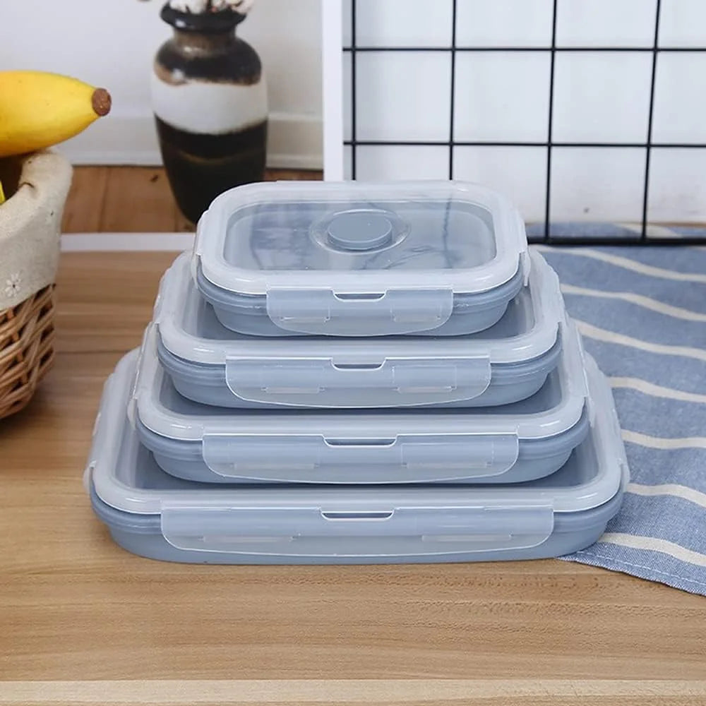 Food Storage Container Airtight Collapsible Food Bowls Silicone Lunch Box for Home Out Travel,350ml 1pcs
