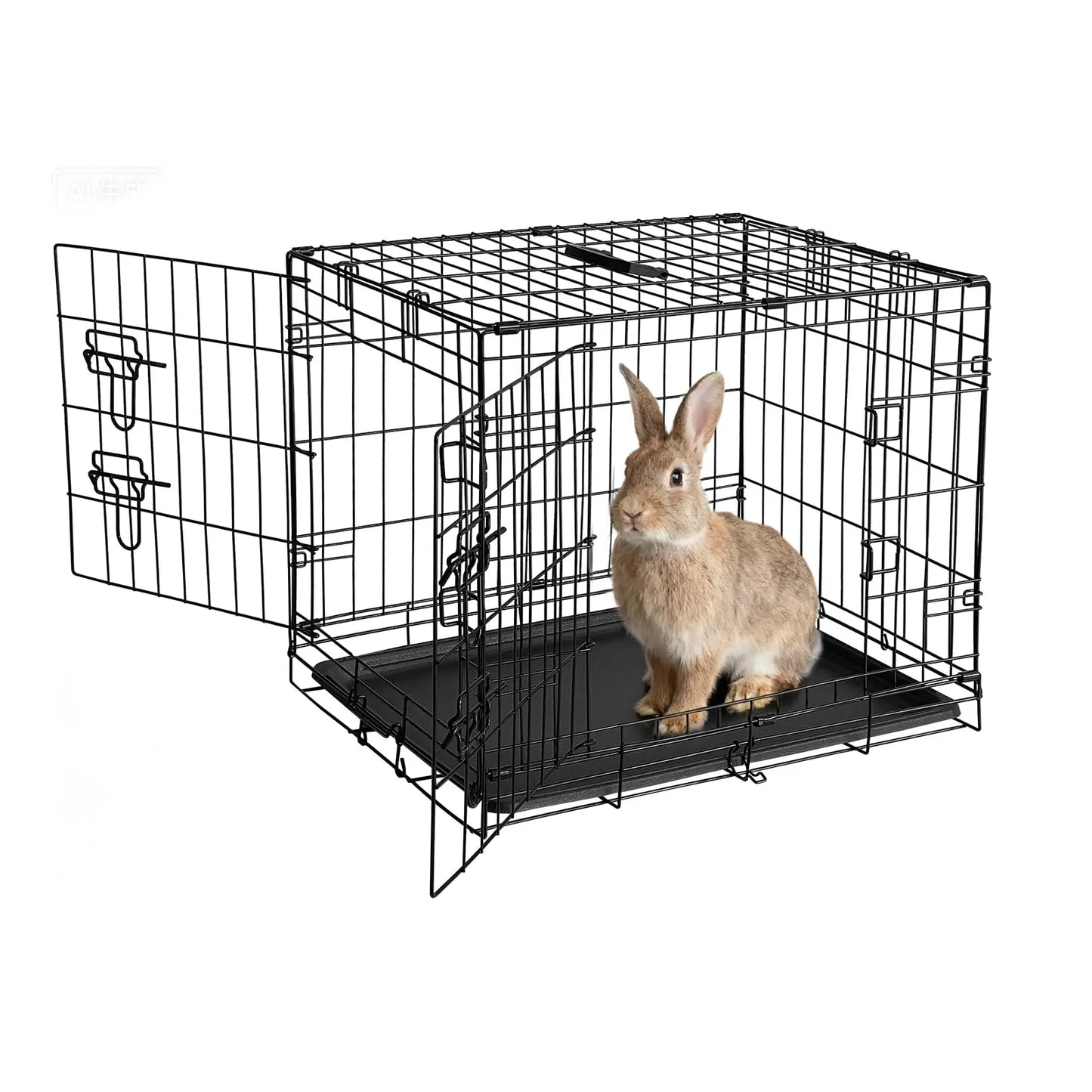 Portable 24"/48" Small Animal Pet Habitat Rust Resistant Cage With Grid Mesh Floor & Removable Tray No Tools Assembly For Ferret