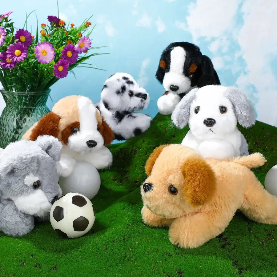 6 Pcs 8 Inch Stuffed Animal Plush Dog Puppy Soft Plush Pillow Toy Fluffy Puppy Set for Kids Girls Dog Theme Party Favor Birthday
