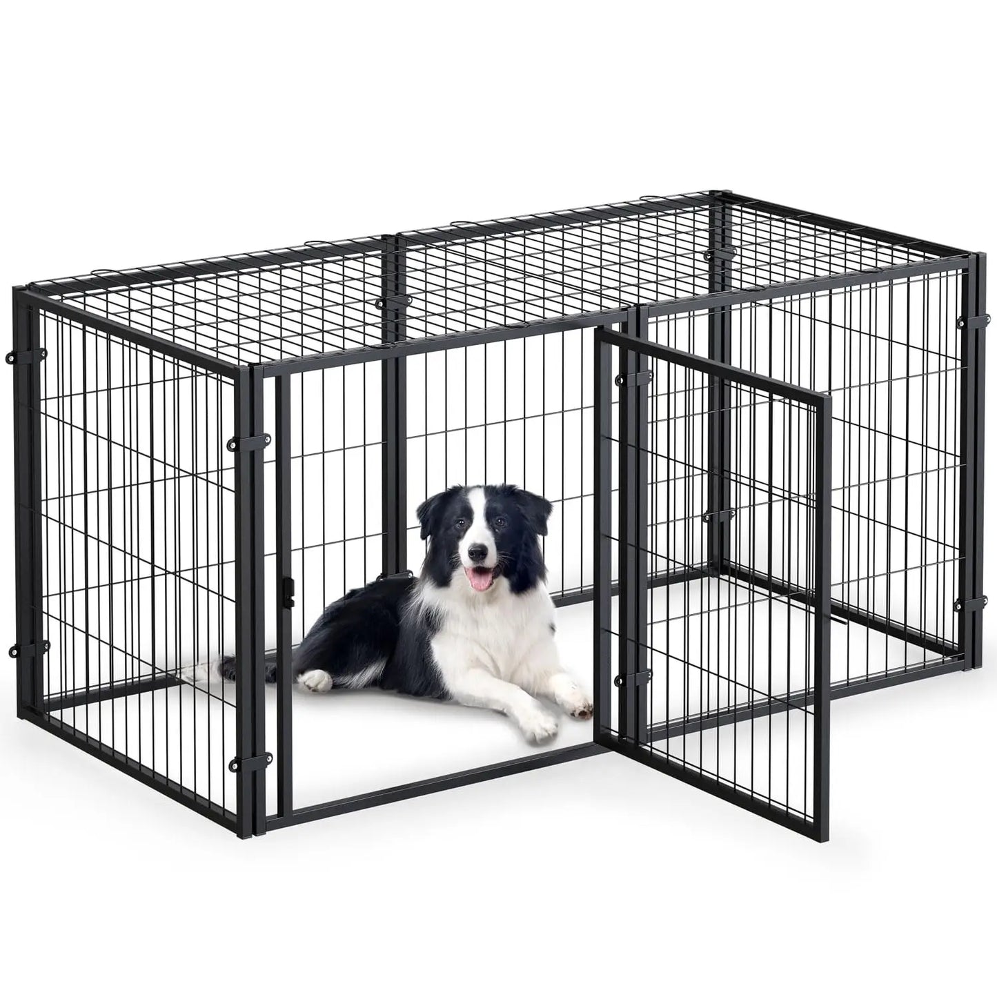 Heavy Duty Dog Crate for Large, Medium & Small Dogs, Indestructible Escape-Proof Dog Cage & Slide-Out Tray, Sturdy Metal Dog Ken