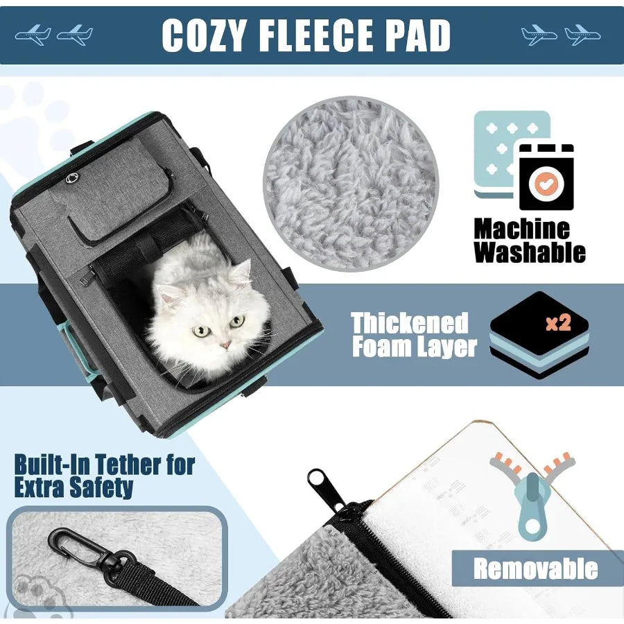 SoftSided Small Pet Air Travel Carry Bag for Cats and Tiny Dogs Up to 12lbs TSA Approved Cat Carrier for Alaska Airlines and So