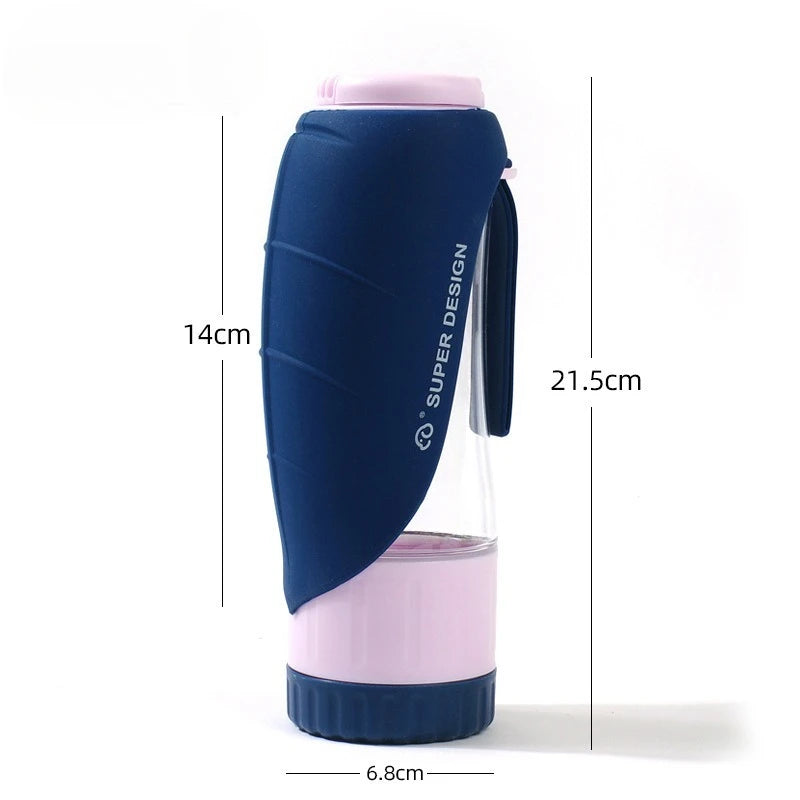 Portable Dog Water Bottle Food Container 2 In 1 Leakproof Pet Drinking Dispenser Feeder Cup For Outdoor Walking Hiking