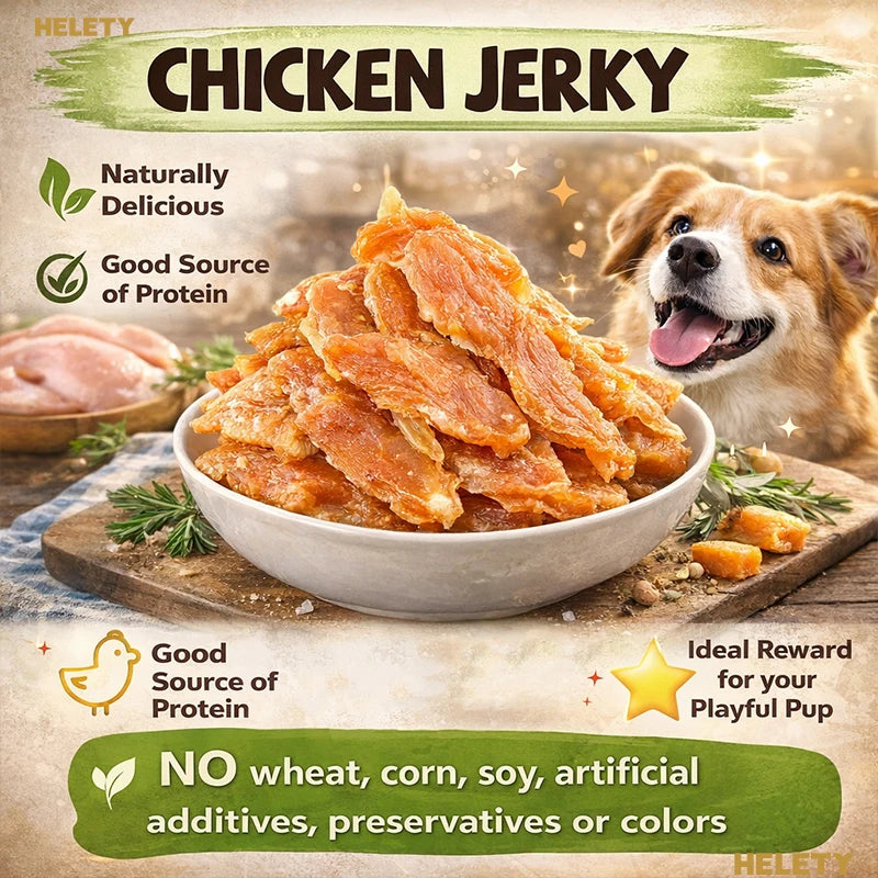 7 Ounces Chicken Jerky Dog Treats Made with 100% Real Chicken Breast Healthy Easily Digestible Long-Lasting High Protein Snack