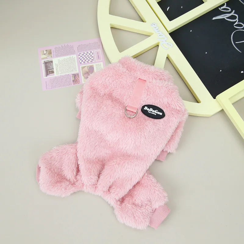 Coral Fleece Dog Overalls Autumn Warm Puppy Jumpsuit Winter Boy Dog Clothes for Small Dogs Pet Costume Chihuahua Yorkie Pajamas