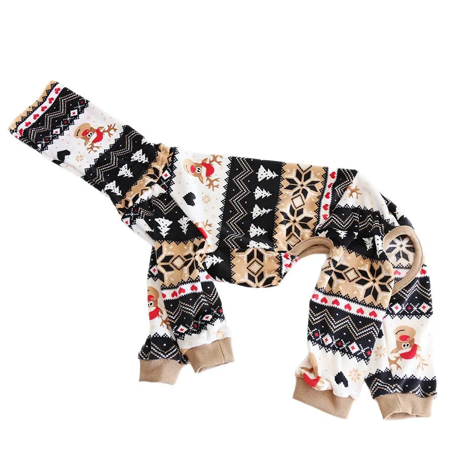 Multi Christmas High Collar Warm Full Cover 4 Legged Thing Dog Clothes Indoor Valentine's Day  Fleece Pajamas Sweatshirts