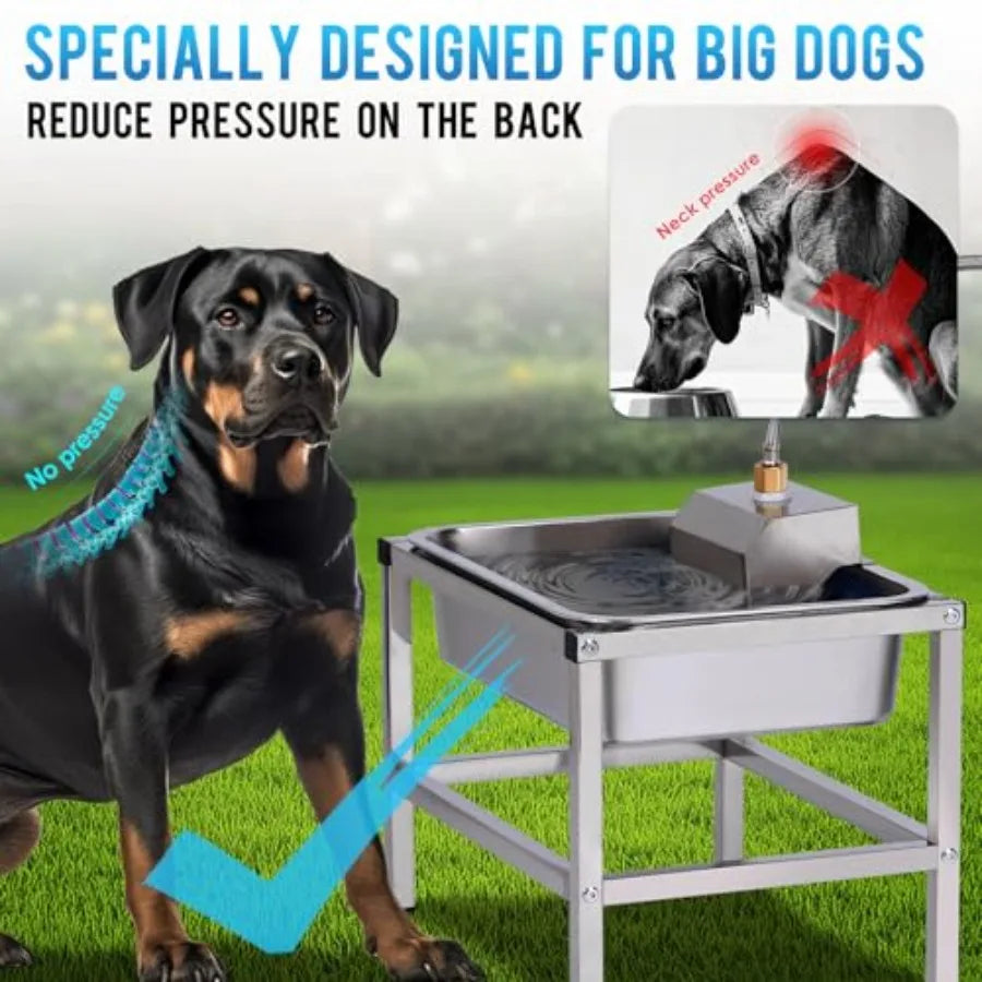 3Gal Automatic Dog Water Bowl Dispenser for Large Dogs Outdoor Elevated Dog Water Bowl with Stand Stainless Steel Pet Waterer w