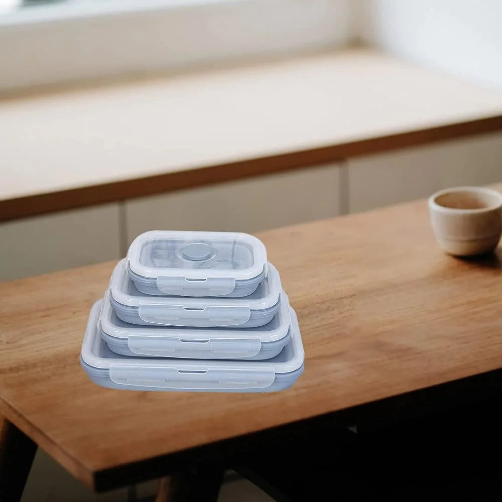 Food Storage Container Airtight Collapsible Food Bowls Silicone Lunch Box for Home Out Travel,350ml 1pcs