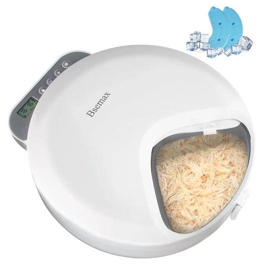 Cat Feeder Wet Food, 4 Meal Cordless Automatic Pet Feeder, Pet Fresh Food Refrigerated Container with 2 Ice Packs, Wet Foods Aut