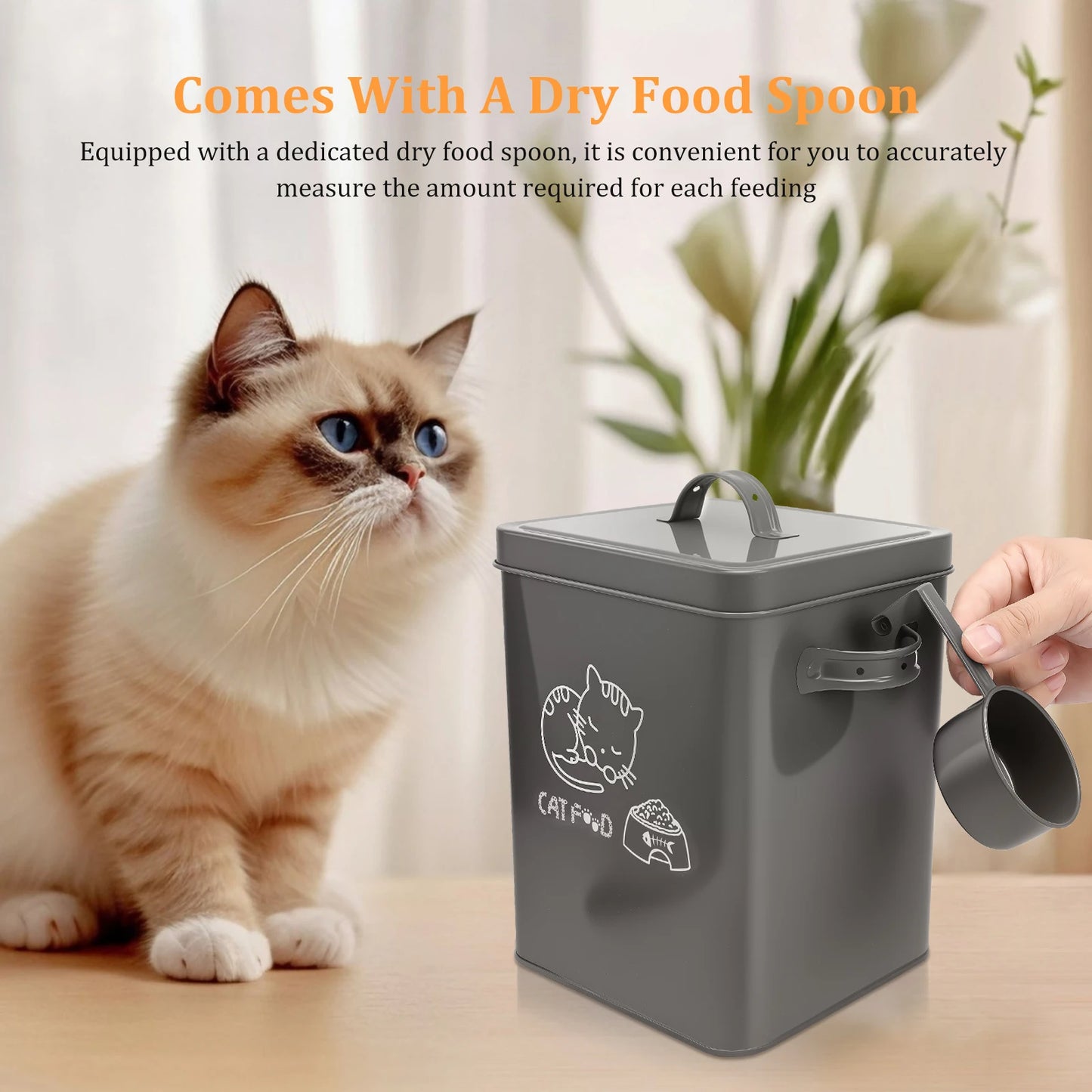 Dog and Cat Food Storage Container Large Capacity Solid Pet Food Container Practical Dog Treat Holder Organizer for Home