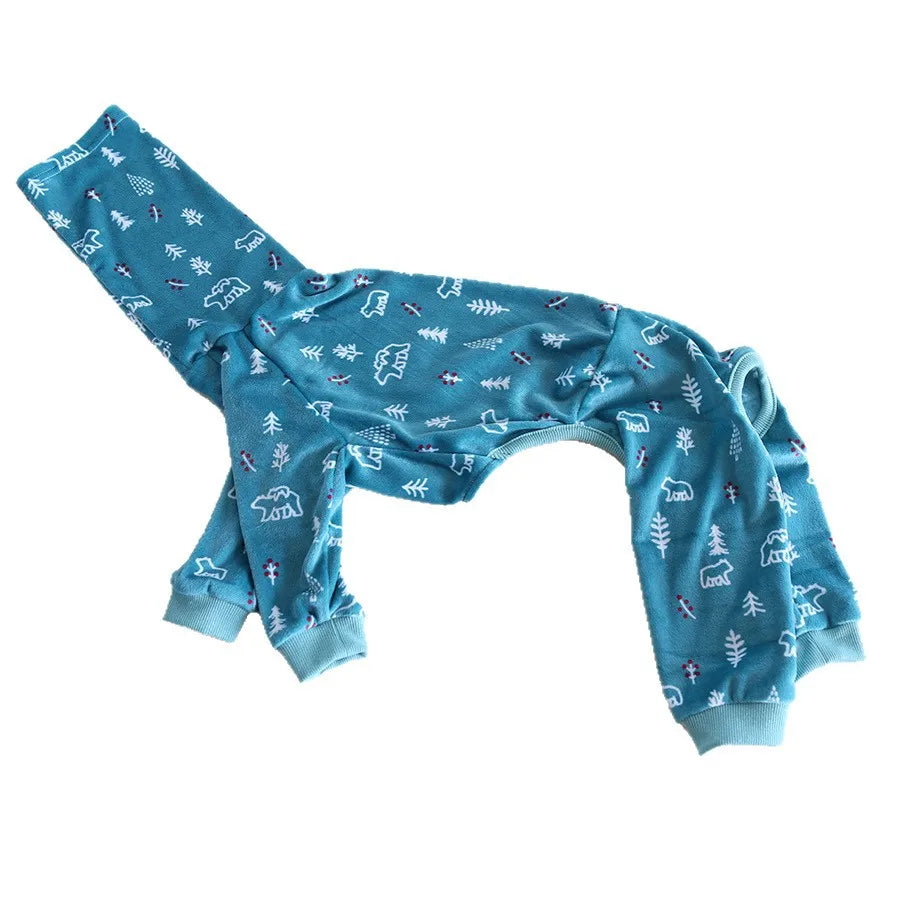 Multi Christmas High Collar Warm Full Cover 4 Legged Thing Dog Clothes Indoor Valentine's Day  Fleece Pajamas Sweatshirts