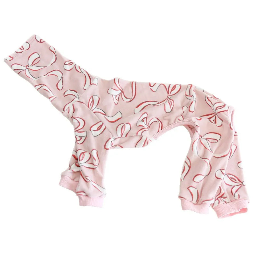 Multi Christmas High Collar Warm Full Cover 4 Legged Thing Dog Clothes Indoor Valentine's Day  Fleece Pajamas Sweatshirts