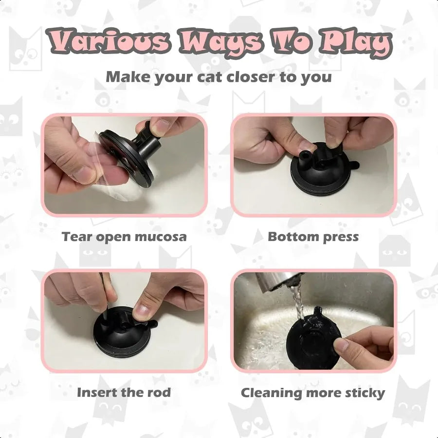 Cat Feather Toys Interactive Cat Toy for Indoor Cats Cat Wand Toys with 2 Suction Cup and 3 Wands 3 in 1 Cat Toys for Bored Cat