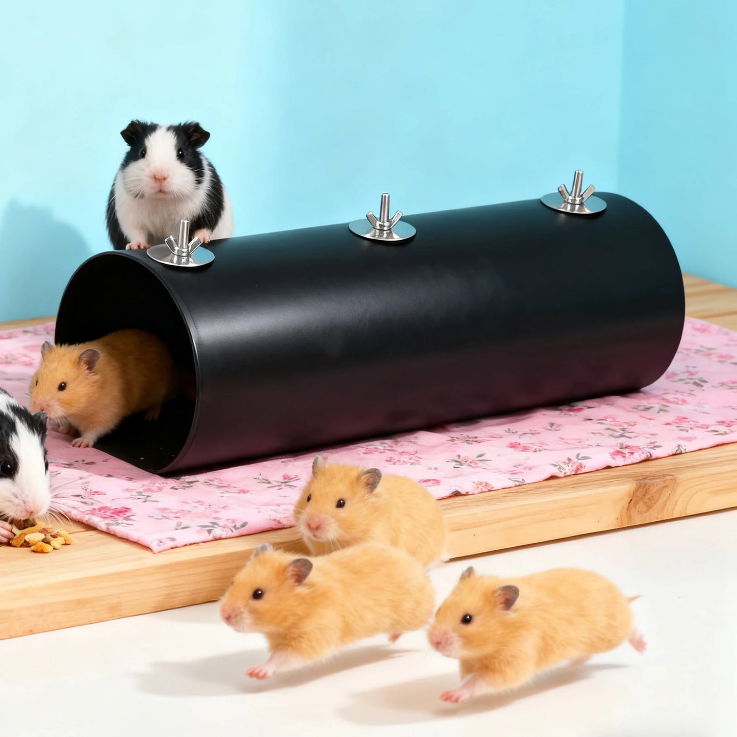 2 Piece Hanging Cooling Tunnel Toys for Cage Hideout Portable Rabbit Tunnels Small Pet Tunnels for Guinea Pig Hamster Chinchilla