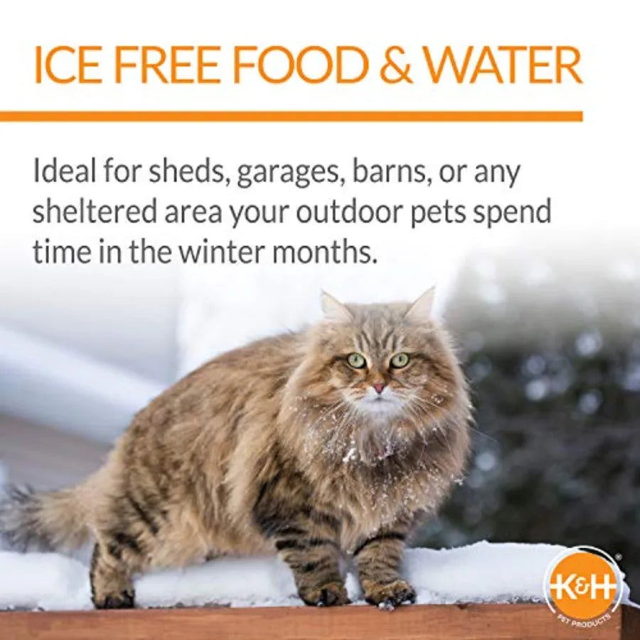 Outdoor Heated Cat Food Water Bowls for Outside Pets Thermo-Kitty Cafe Feral Cat Feeding Station No Frozen Water or Food Washab