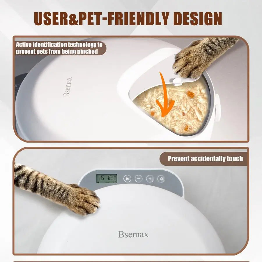 Cat Feeder Wet Food, 4 Meal Cordless Automatic Pet Feeder, Pet Fresh Food Refrigerated Container with 2 Ice Packs, Wet Foods Aut