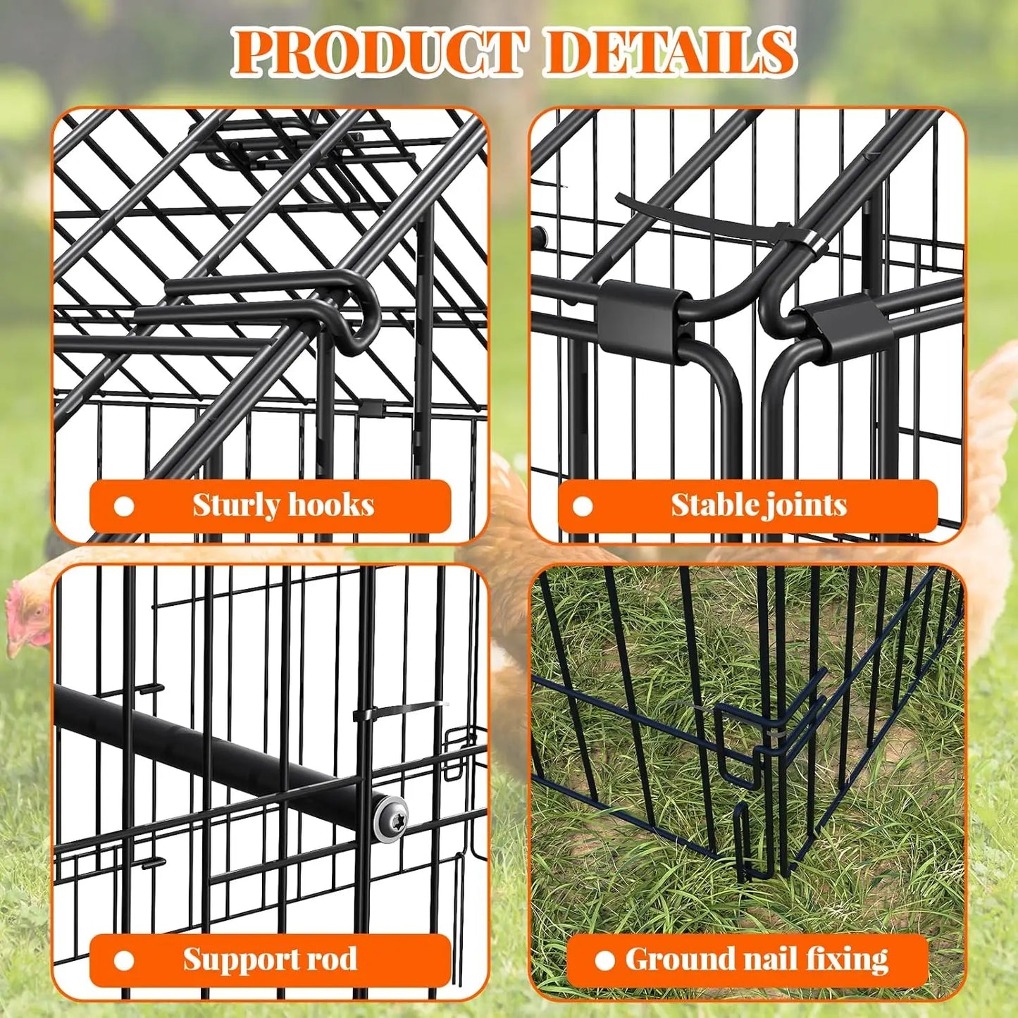Large Metal Chicken Coop Run Heavy Duty Walk in Poultry Cage with Waterproof Cover Backyard Farm Enclosure for Ducks Rabbits