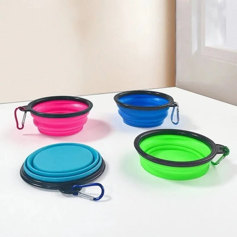 Easy taking portable Pet Food Bowl for Cats And Dog TPE foldable Collapsible Travel Outdoor Water Food plate for Pets