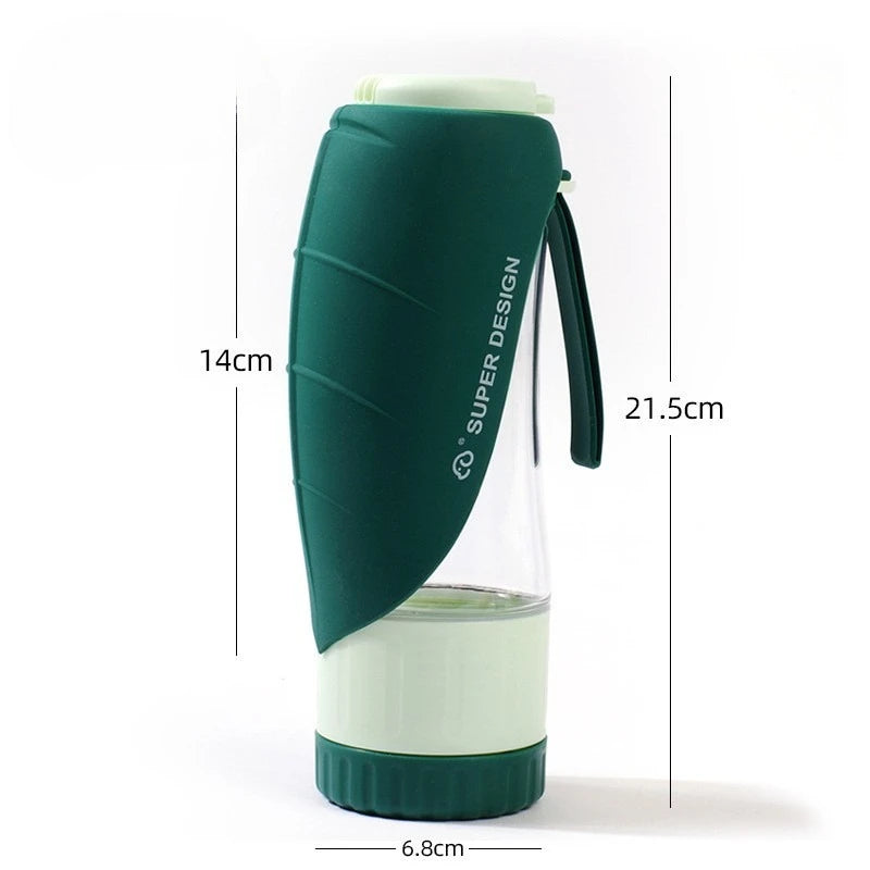Portable Dog Water Bottle Food Container 2 In 1 Leakproof Pet Drinking Dispenser Feeder Cup For Outdoor Walking Hiking