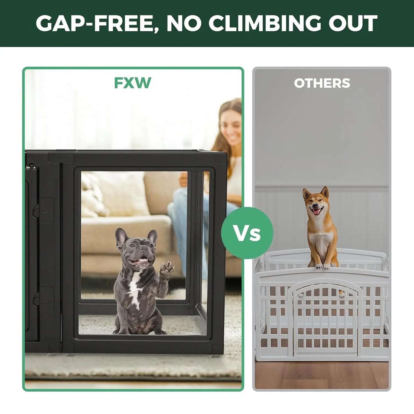 AuraSpace Acrylic Indoor Dog Playpen for Small and Medium Dogs, 30 Inch, 16 Panels, Black, Customized