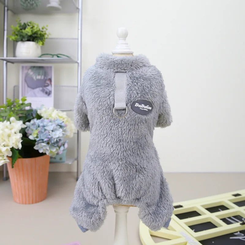 Coral Fleece Dog Overalls Autumn Warm Puppy Jumpsuit Winter Boy Dog Clothes for Small Dogs Pet Costume Chihuahua Yorkie Pajamas