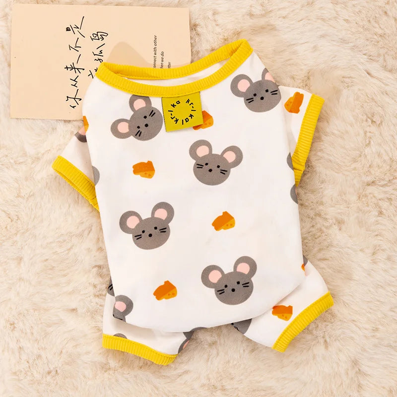 Pet Dog Clothes Striped Smile Print Jumpsuits Chihuahua Sweet Pajamas Puppy Cat Warm Pajamas Autumn Pet Costume Poodle Maltes