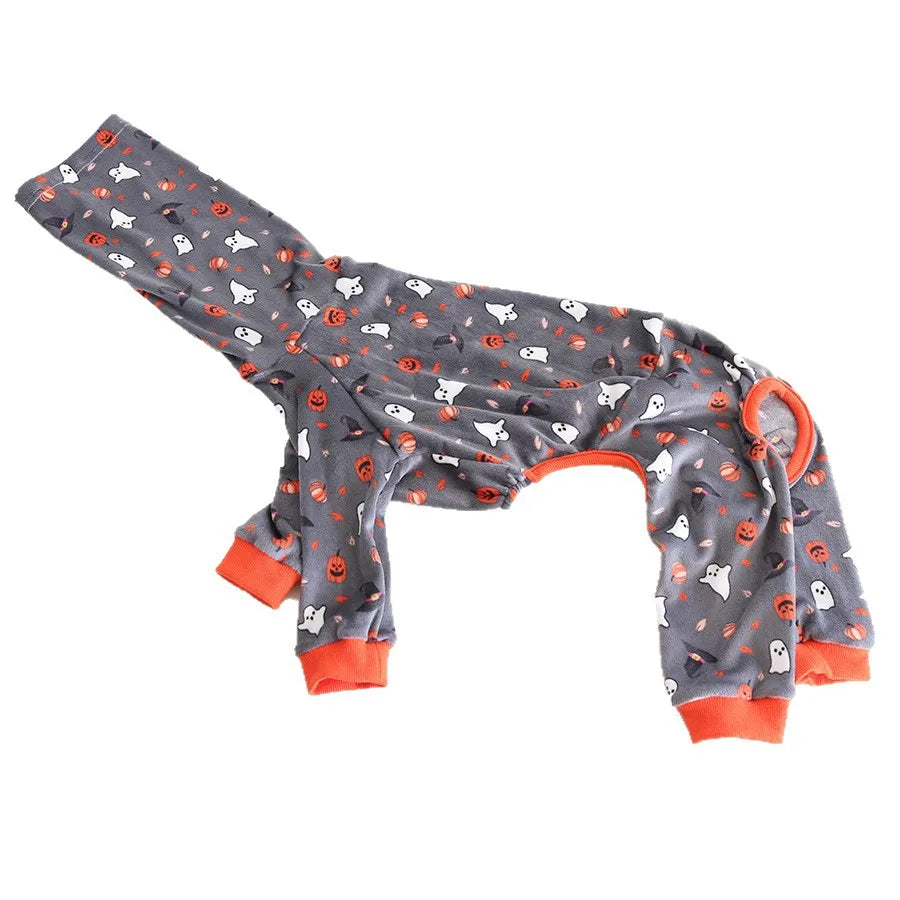 Multi Christmas High Collar Warm Full Cover 4 Legged Thing Dog Clothes Indoor Valentine's Day  Fleece Pajamas Sweatshirts