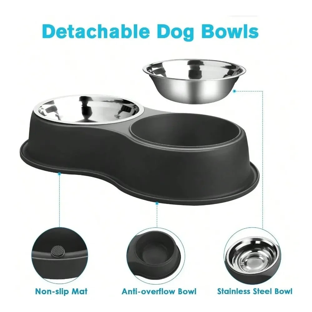 Dog Supplies Dogs Accessories Bowls Double Dog Water And Food Bowl Stainless Steel Bowl With NonSlip Resin Station Pet Feeder Bo