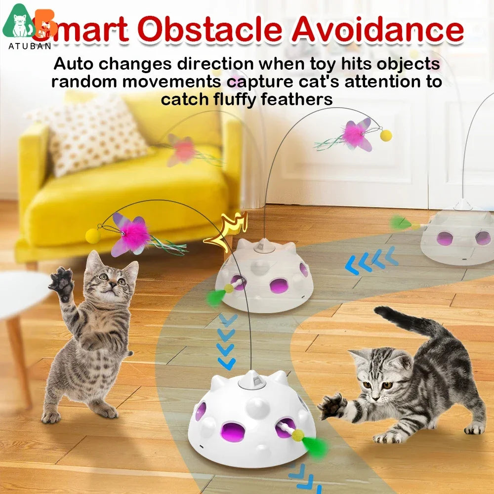 Interactive Ambush Cat Toy Random Shooting Feather Flying Butterfly Balls LED Light Cat Automatic Toy for Indoor Cat Kitten-L08
